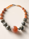 Carnelian & Larvikite Beaded Statement Necklace