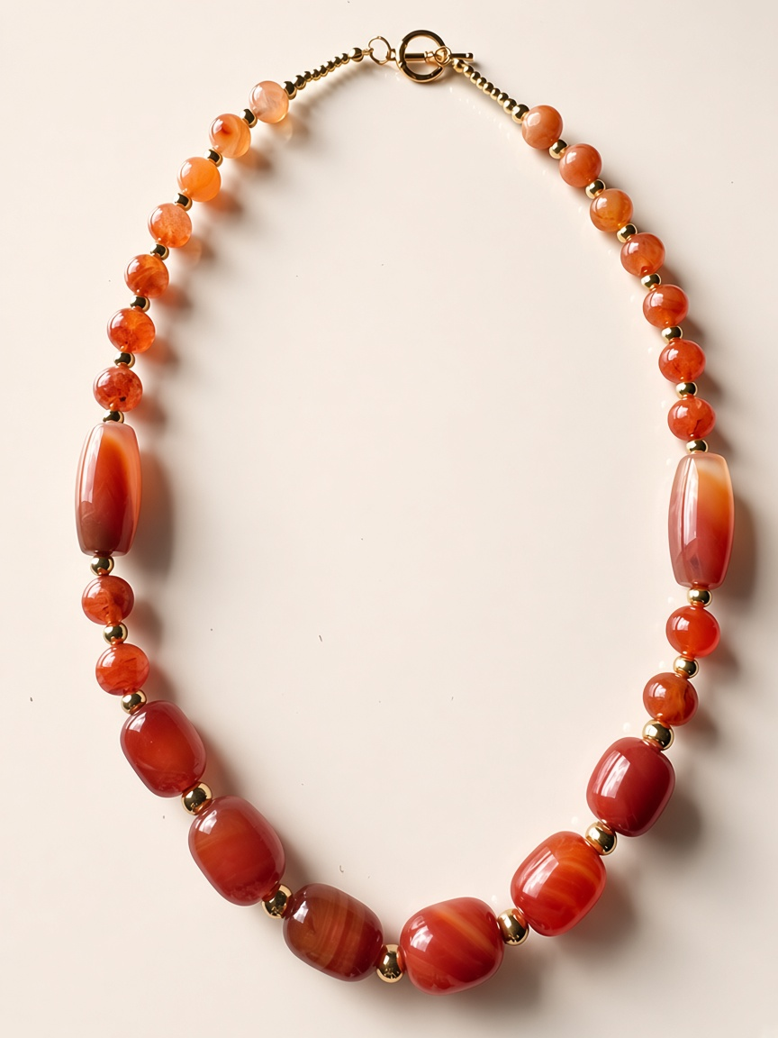 Carnelian Agate Beaded Necklace