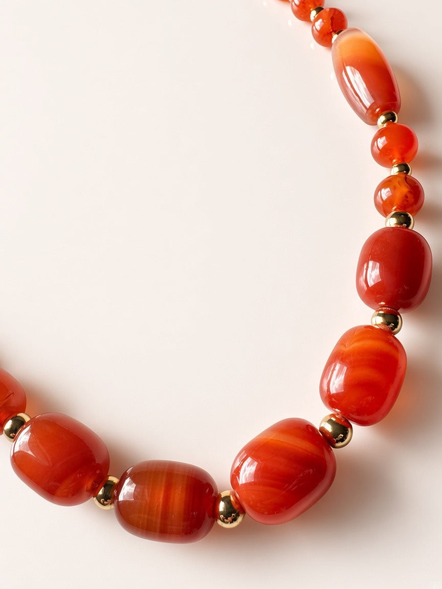 Carnelian Agate Beaded Necklace