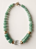 Green Aventurine & Clear Quartz Beaded Necklace
