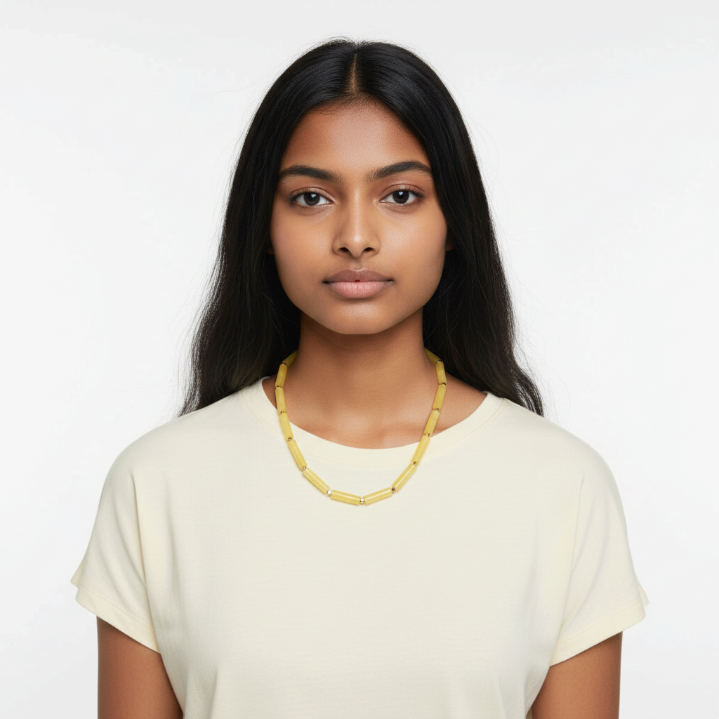 Yellow Jade Beaded Necklace