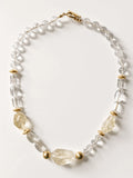 Hue La La Gems statement necklace featuring clear faceted beads and polished gold-tone metal accents with toggle clasp