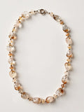 Hue La La Gems carnelian agate beaded necklace with warm orange and brown oval stones and gold-tone accents.