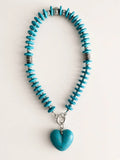 Hue La La Gems turquoise-style beaded heart pendant necklace with silver-tone spacers and a toggle clasp.
